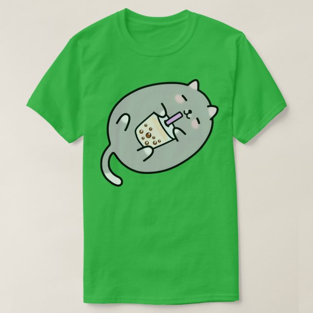 Camiseta Gray Chubby Boba Cat (Diseño del anverso)