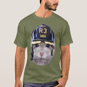 Camiseta Gray Dwarm Hamster con casco para bomberos