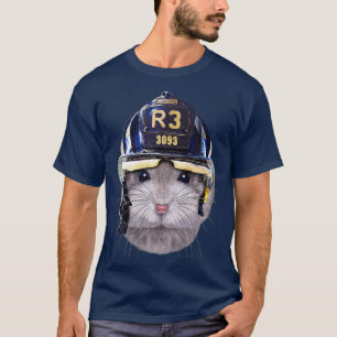 Camiseta Gray Dwarm Hamster con casco para bomberos