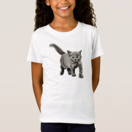 Camiseta Gray Kitty Cat Kids Cute T-Shirt dibujo de carbón 