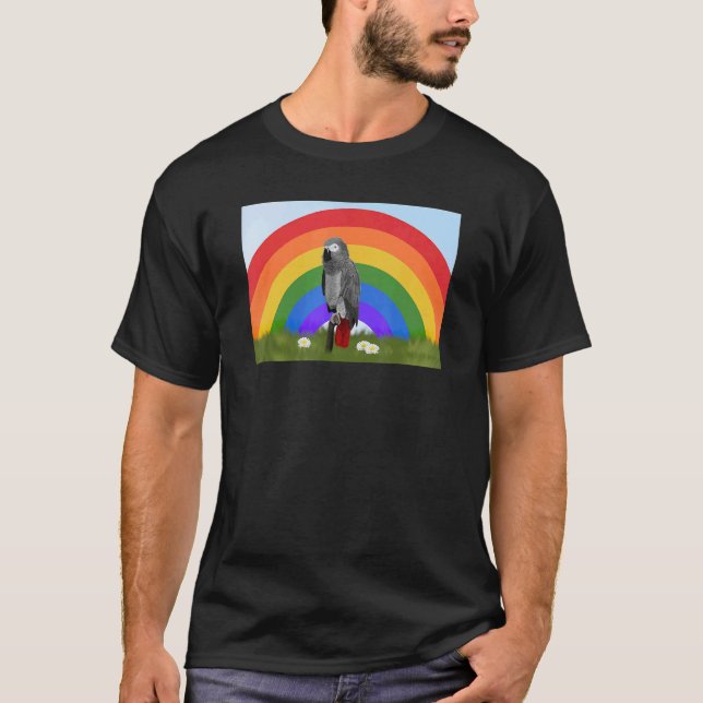 Camiseta Gray Parrot Rainbow Bird Birdwatcher Bio (Anverso)