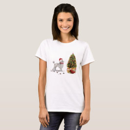 Camiseta Gray Poodle Funny Navidades perro con árbol