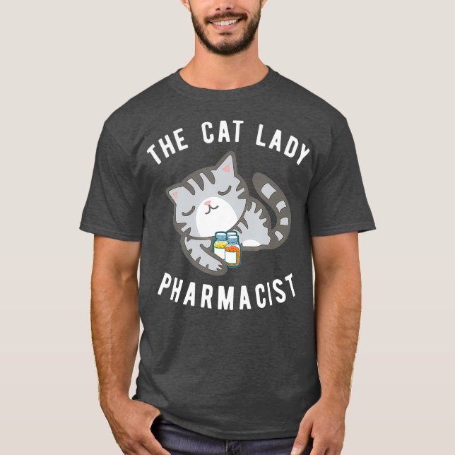 Camiseta Gray Tabby Cat Pharmacist Kitty Druggist Tee (Anverso)
