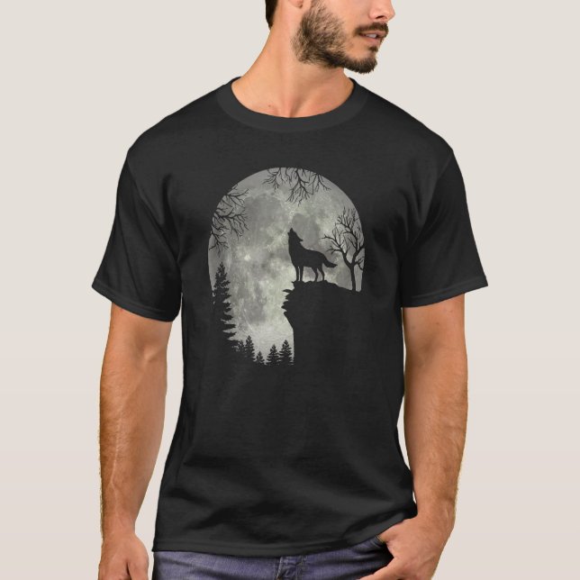 Camiseta Gray Wolf Gray Wolf Wolf Y Moon Halloween (Anverso)