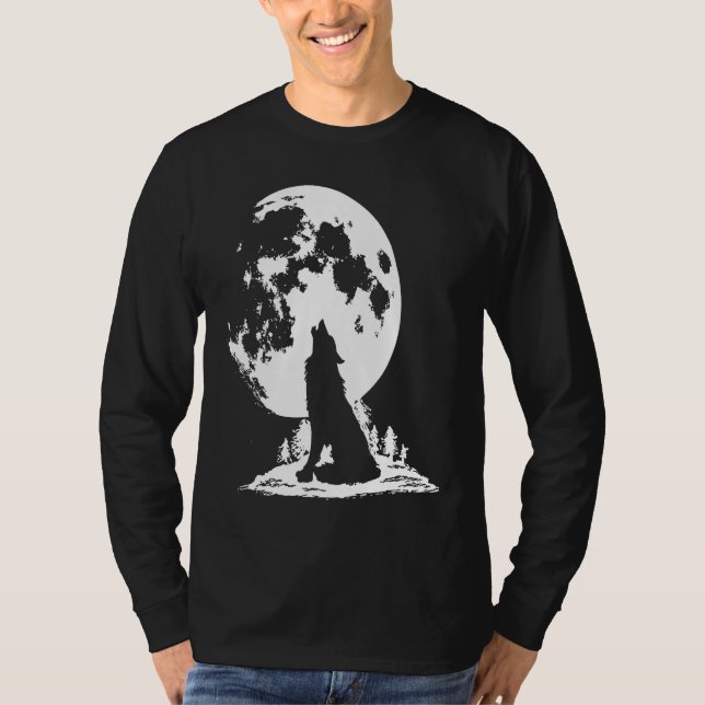 Camiseta Gray Wolf Howling at Moon (Anverso)
