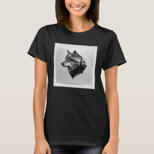 Camiseta Gray Wolf Paint Splatter Warrior Wild Animal Uniqu