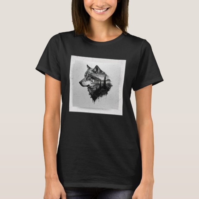 Camiseta Gray Wolf Paint Splatter Warrior Wild Animal Uniqu (Anverso)