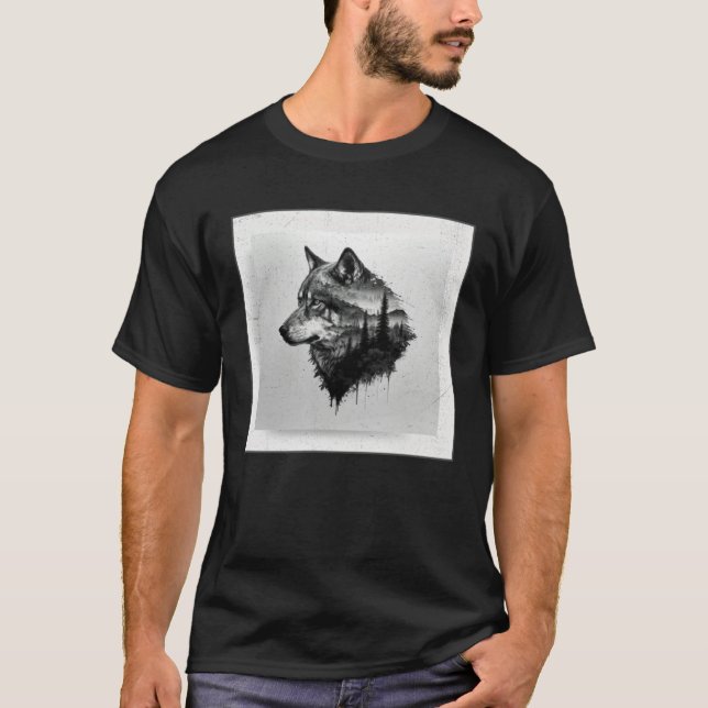 Camiseta Gray Wolf Paint Splatter Warrior Wild Animal Uniqu (Anverso)