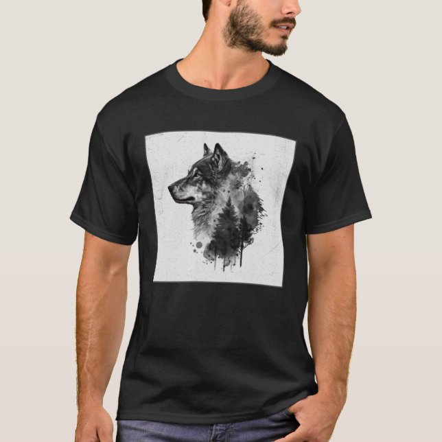 Camiseta Gray Wolf Paint Splatter Warrior Wild Animal Uniqu (Anverso)