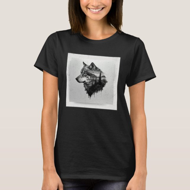 Camiseta Gray Wolf Paint Splatter Warrior Wild Animal Uniqu (Anverso)