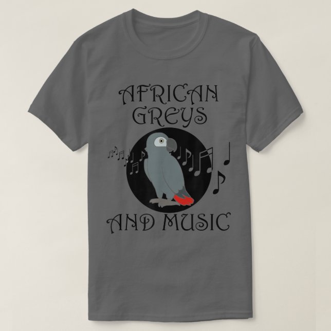 Camiseta Grays africanos y notas musicales loro músico (Diseño del anverso)
