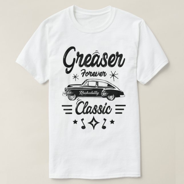 Camiseta Greaser Rockabilly Classic Car Design (Diseño del anverso)