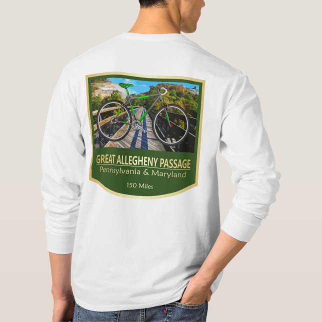 Camiseta Great Allegheny Passage (bike2) (Reverso)
