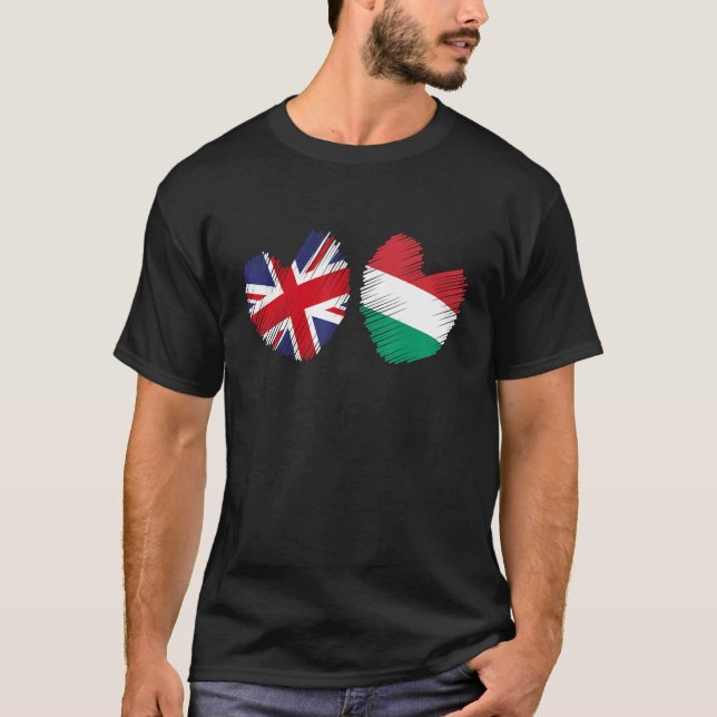 Camiseta Great Britain Hungary Heart UK Flag Hungarian Flag (Anverso)