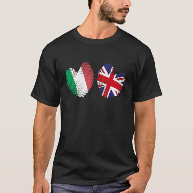Camiseta Great Britain Italy Heart UK Flag Italian Flag Gru (Anverso)
