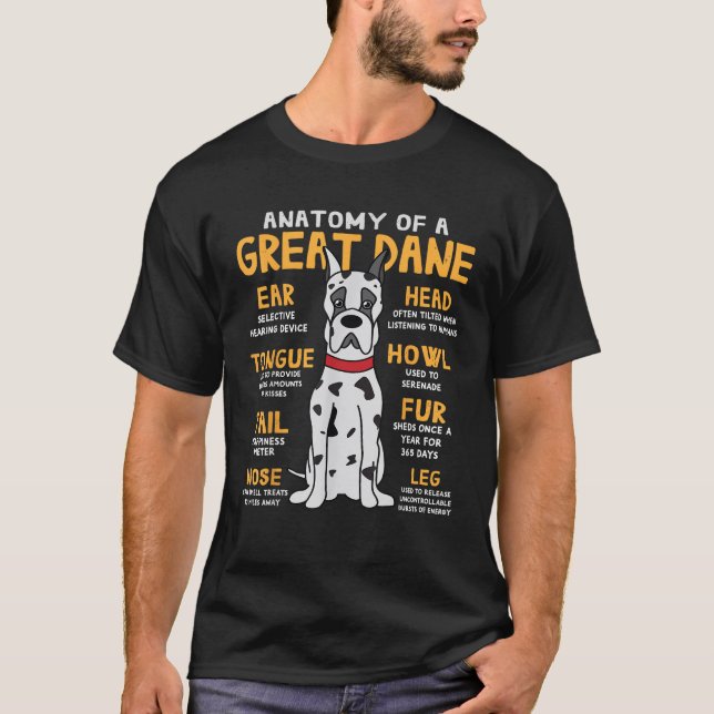 Camiseta Great Dane Anatomy Funny Dog Mom Dad Gift  (Anverso)