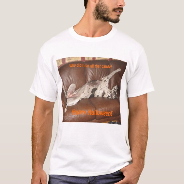 Camiseta Great dane comió demasiado caramelo de Halloween (Anverso)