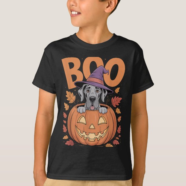 Camiseta Great Dane Costume On Pumpkin Halloween Great Dane (Anverso)