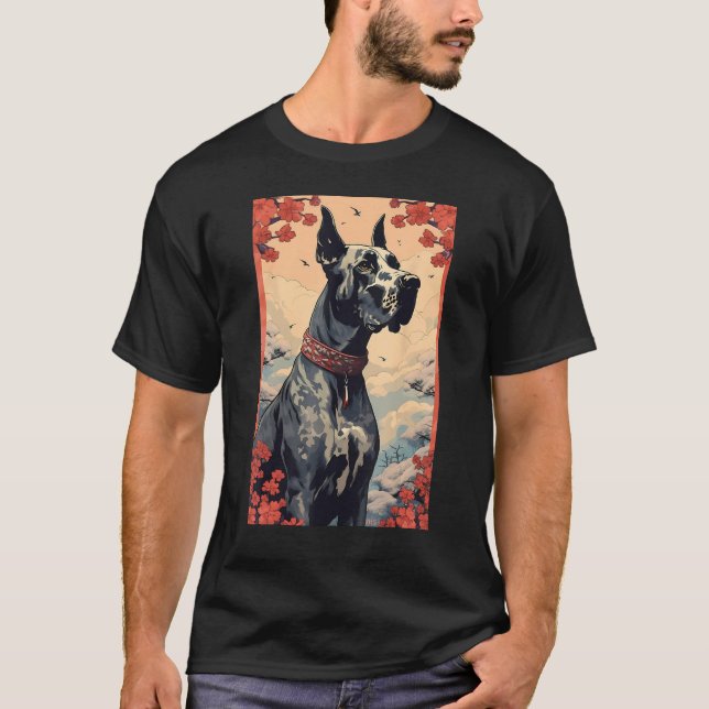 Camiseta Great Dane Dog Aesthetic Japanese Ukiyo e Art (Anverso)