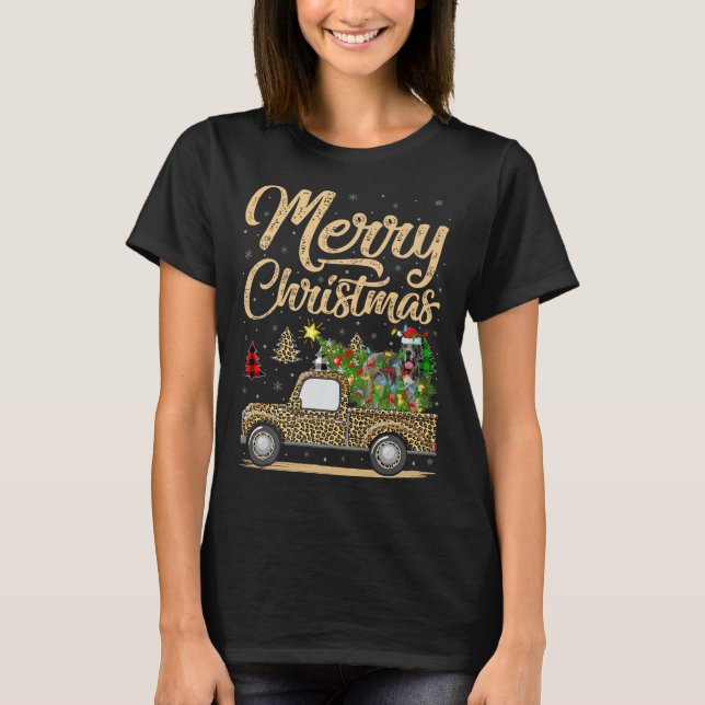 Camiseta Great Dane Dog On Christmas Tree Leopard Truck Xma (Anverso)