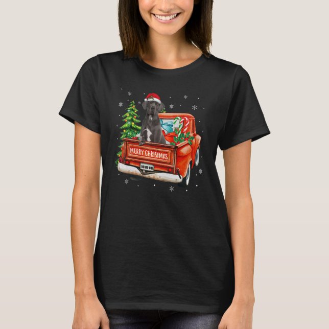 Camiseta Great Dane Dog Ride Red Truck Christmas Dog  Pajam (Anverso)