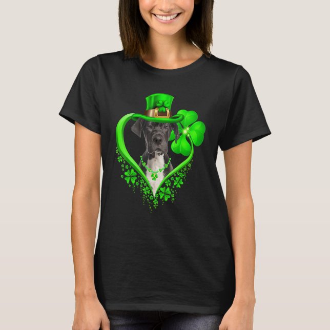 Camiseta Great Dane Dog St Patricks Day Lover Irish Shamroc (Anverso)