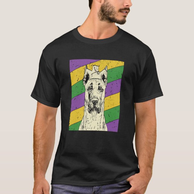 Camiseta Great Dane Jester Mardi Gras Dog Mom or Dad (Anverso)