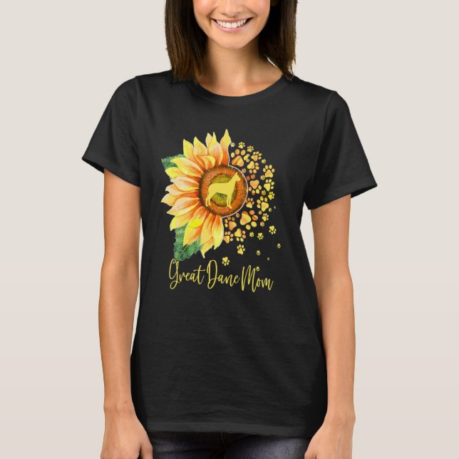 Camiseta Great Dane Mom Sunflower Dog Paw Mother s Day 2023 (Anverso)