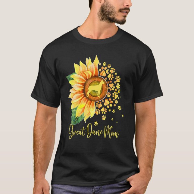 Camiseta Great Dane Mom Sunflower Dog Paw Mother s Day 2023 (Anverso)