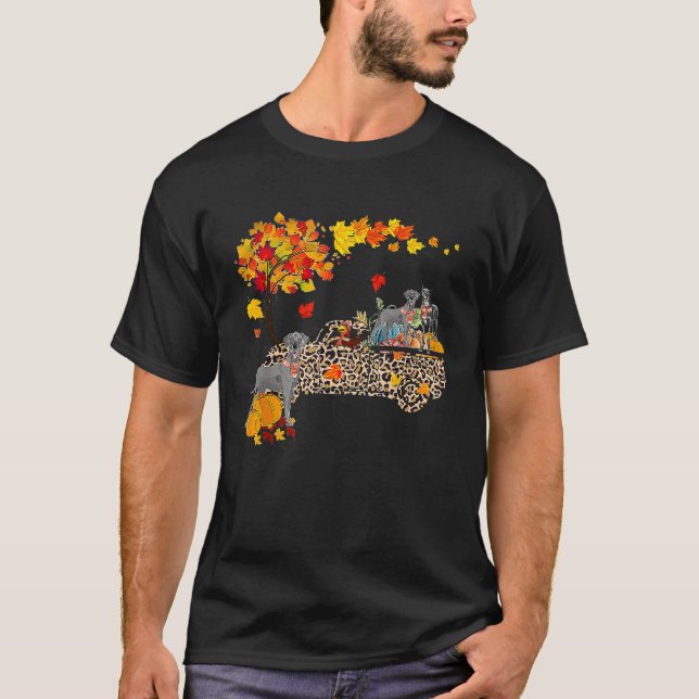 Camiseta Great Dane Riding Leopard Plaid Truck Thanksgiving (Anverso)