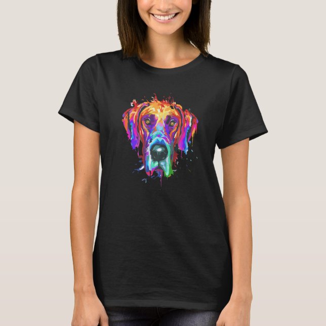 Camiseta Great Dane Splash Art Colorful Premium (Anverso)