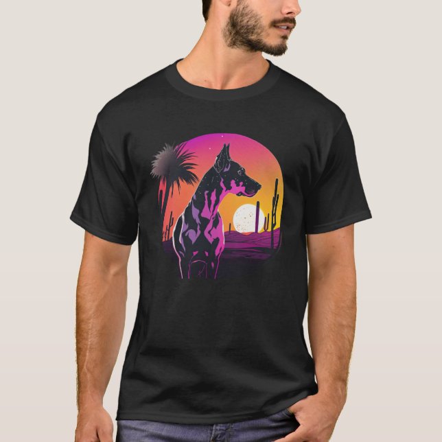Camiseta Great Dane Synthwave 80s Retrowave Aesthetic  2 (Anverso)