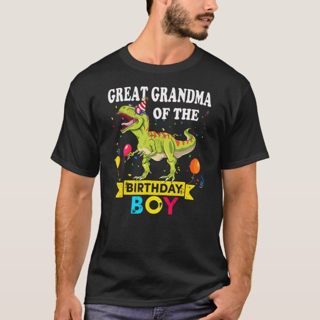 Camiseta Great grandma Of The Birthday Boy Dinosaur T-Rex F (Anverso)