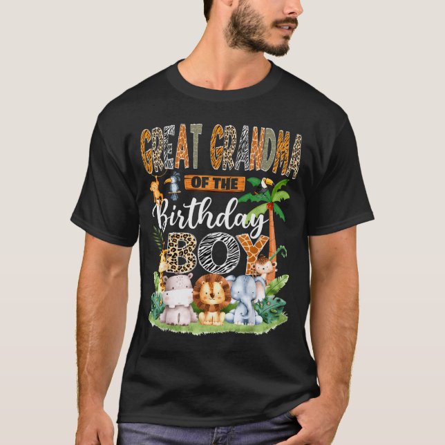 Camiseta Great Grandma Of The Birthday Boy Jungle Safari An (Anverso)