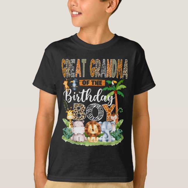 Camiseta Great Grandma Of The Birthday Boy Jungle Safari An (Anverso)
