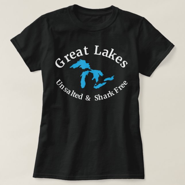 Camiseta Great Lakes Unsalted & Shark Free  (Diseño del anverso)