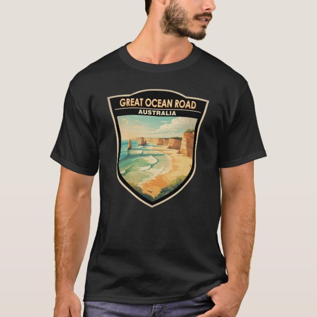 Camiseta Great Ocean Road Australia Viaje arte cosecha (Anverso)