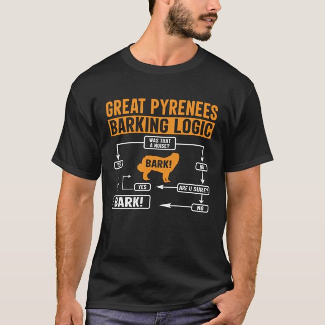 Camiseta Great Pyrenees Barking Logic  Dog  Saying (Anverso)