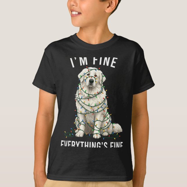 Camiseta Great Pyrenees Christmas I'm Fine Everything Is Fi (Anverso)