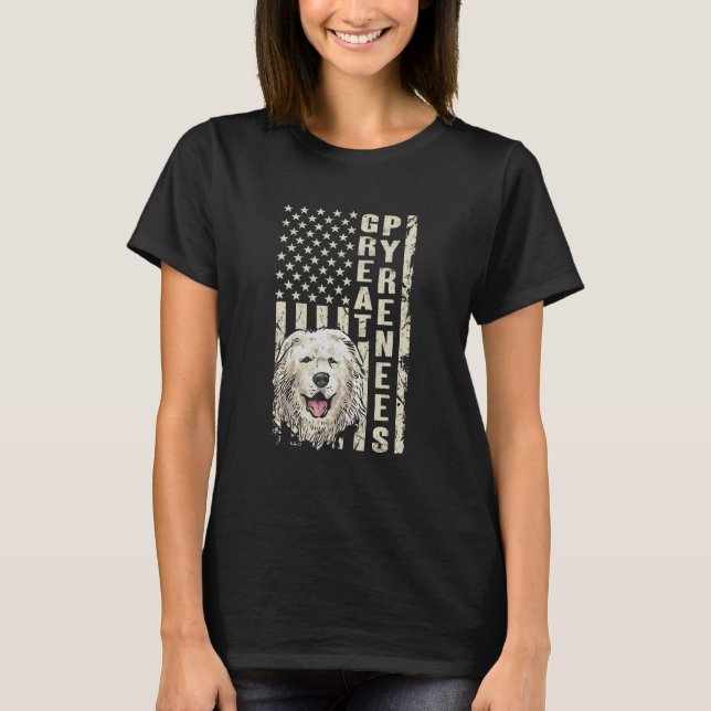 Camiseta Great Pyrenees Dog Patriotic American Flag Pyrenee (Anverso)