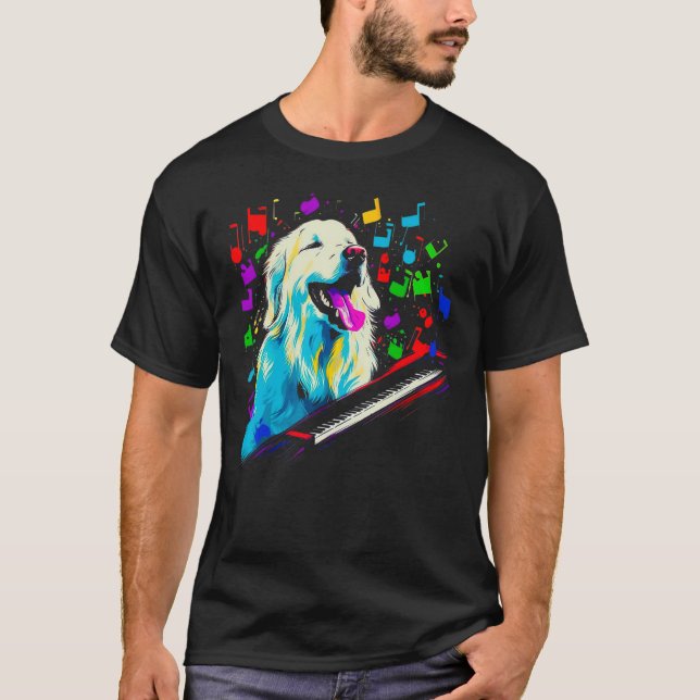 Camiseta Great Pyrenees Dog Pianist (Anverso)