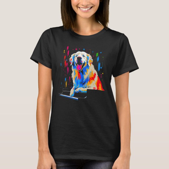 Camiseta Great Pyrenees Dog Piano (Anverso)