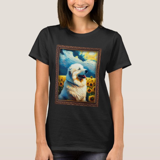Camiseta Great Pyrenees Painting Sunflower Flower Mom Women (Anverso)