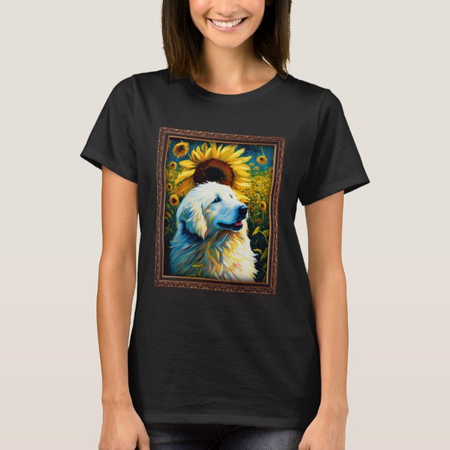 Camiseta Great Pyrenees Painting Sunflower Flower Mom Women (Anverso)