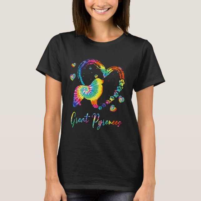 Camiseta Great Pyrenees Tie Dye Rainbow Dog (Anverso)