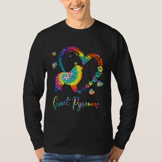 Camiseta Great Pyrenees Tie Dye Rainbow Dog (Anverso)