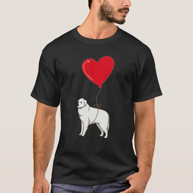 Camiseta Great Pyrenees With Heart Balloon Valentines Day L (Anverso)