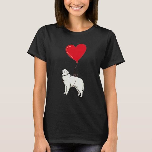 Camiseta Great Pyrenees With Heart Balloon Valentines Day L (Anverso)