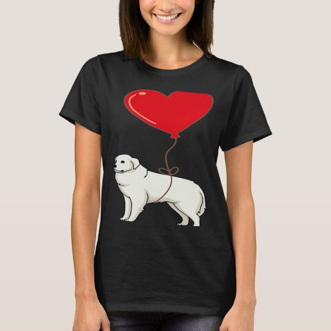 Camiseta Great Pyrenees With Heart Balloon Valentines Day L (Anverso)