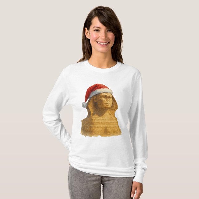 Camiseta Great Sphinx Santa Hat Ancient egypt christmas (Anverso completo)